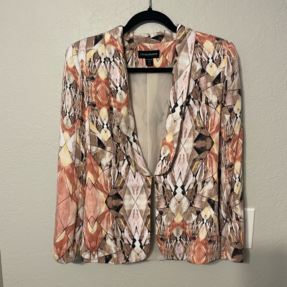 Stylestalker Free Love Geometric Print Unstructured Blazer